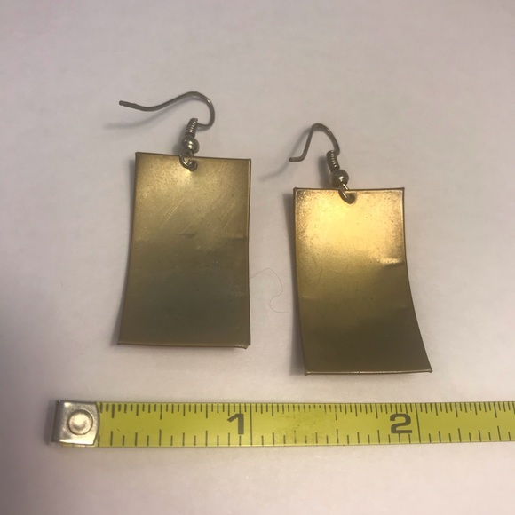 Vintage Earrings Pink Fabric Brass Square Mexican Hippie Boho Jewelry - Picture 4 of 6